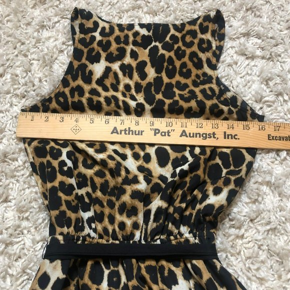Sz S Express Sleeveless Leopard Print Tank Dress w/Elastic Waist & Belt, Ruffle - Picture 5 of 6